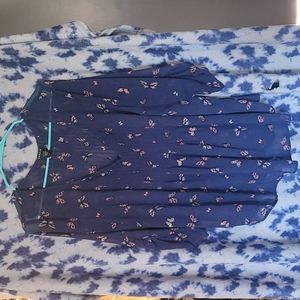 Torrid, size 2, baby doll shirt, blue with butterflies